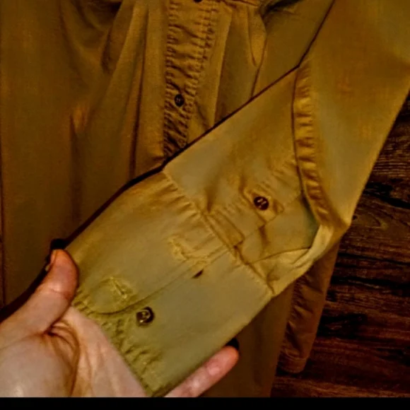 New York & Company Mini Dress Size 12 Classy Khaki Stretch Button Up - Picture 8 of 13